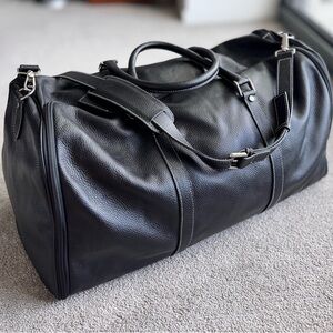 Black Leather Men's Duffel Bag